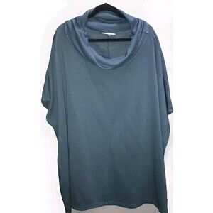 Bryn Walker Cowl neck Poncho Pullover Sweater Long‎ Tunic Top XL Joust Blue